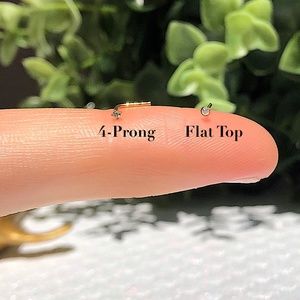 TINY Gold Nose Studs with Crystal Gem